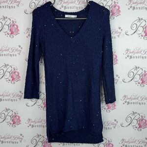 Ricki’s dress knit sequins sparkly Navy Blue V-Neck Sweater Dress